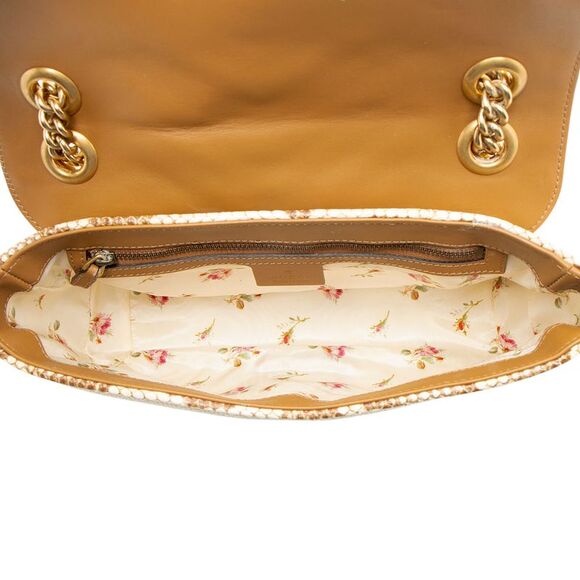 Gucci Raffia Snakeskin GG Marmont Small Flap Bag - Picture 7 of 15